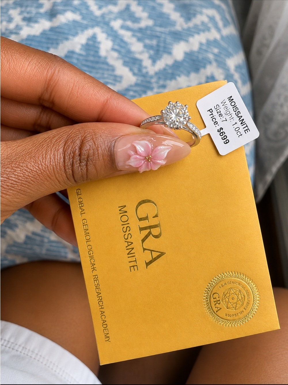 GRA Moissanite Solitaire Ring in Silver with Round Center